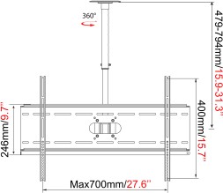 Кронштейн для телевизора Cactus CS-CP04-R черный 37&amp;quot;-70&amp;quot; макс.81.6кг потолочный поворот и наклон