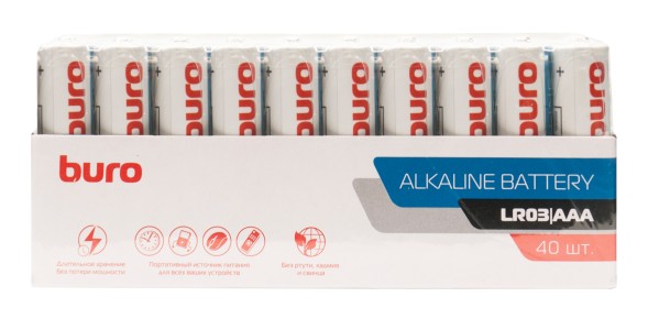 Батарея Buro Alkaline LR03 AAA (40шт) коробка