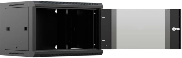 Шкаф коммутационный NTSS (NTSS-W9U6045GS-2BL) настенный 9U 570x450мм пер.дв.стекл 60кг черный 20.1кг 220град. IP20