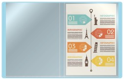 Папка с 20 прозр.вклад. Бюрократ Pastel PAST20BLUE A4 пластик 0.5мм торц.карм с бум. встав голубой