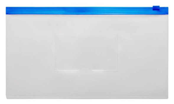 Папка на молнии ZIP Бюрократ -BPM6ABLUE полипропилен 0.15мм карм.для визит. цвет молнии синий Travel формат