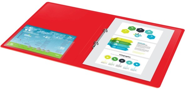 Папка на 2-х кольцах Бюрократ -0827/2RRED A4 пластик 0.7мм кор.27мм внутр. с вставкой красный