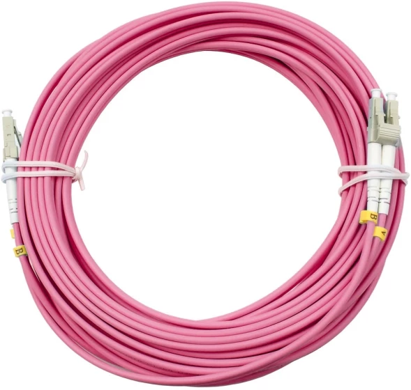 Патч-корд Cabeus FOP-50-OM4-LC-LC-10M 2x50/125 OM4 LC дуплекс-LC дуплекс 10м LSZH розовый