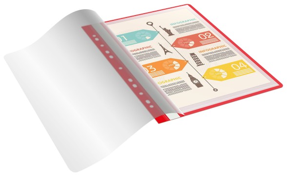 Папка-скоросшиватель Бюрократ -PS10RED A4 10 вкладышей боков.перф. пластик красный 0.12/0.16