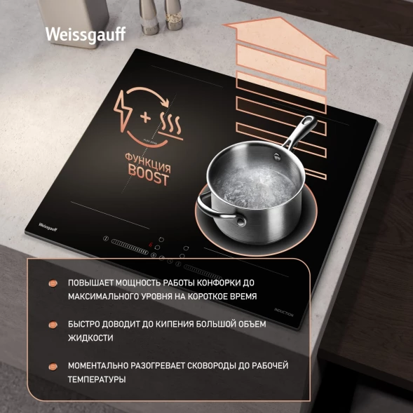 Индукционная варочная поверхность Weissgauff HI 642 BSCM черный