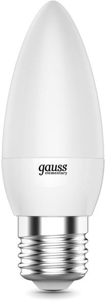 Лампа светодиодная Gauss Elementary 8Вт цок.:E27 свеча 220B 4100K св.свеч.бел.нейт. C37 (упак.:10шт) (33228)