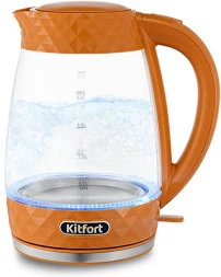 Чайник электрический Kitfort КТ-6123-4 2л. 2200Вт оранжевый корпус: стекло/пластик