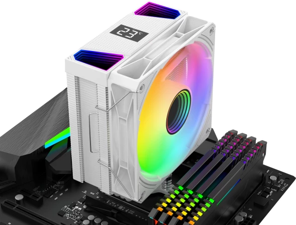 Устройство охлаждения(кулер) Bloody BD-AC220-ARGB1 ARGB Soc-AM5/AM4/1151/1200/2066/1700 белый 4-pin 14-26dB Al+Cu LCD 220W 596gr Ret (BD-AC220-ARGB1-WH)