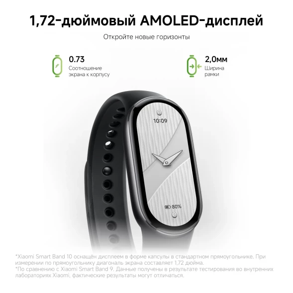 Фитнес-трекер Xiaomi Smart Band 10 AMOLED корп.:белый рем.:белый (BHR07Y5GL)