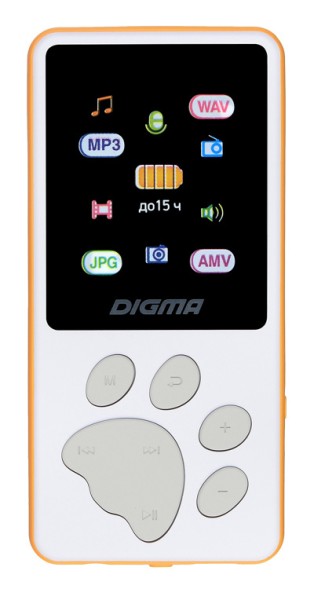 Плеер Hi-Fi Flash Digma S4 8Gb белый/оранжевый/1.8&amp;quot;/FM/microSDHC