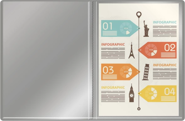 Папка с 20 прозр.вклад. Silwerhof Eco A4 пластик 0.5мм серый