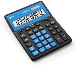 Калькулятор настольный Deli EM888A-BK-BL черный/голубой 12-разр.