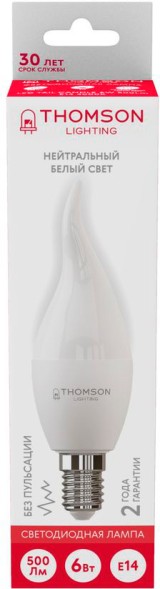 Лампа светодиодная Thomson TH-B2026 6Вт цок.:E14 свеча 220B 4000K св.свеч.бел.нейт. Tail Candle