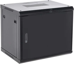 Шкаф коммутационный Rexant (04-0954-122) настенный 9U 400x542мм пер.дв.металл черный металл