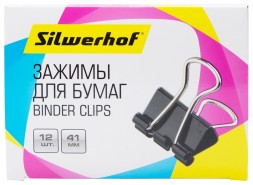 Зажимы Silwerhof 510017 сталь 41мм черный (упак.:12шт) картонная коробка