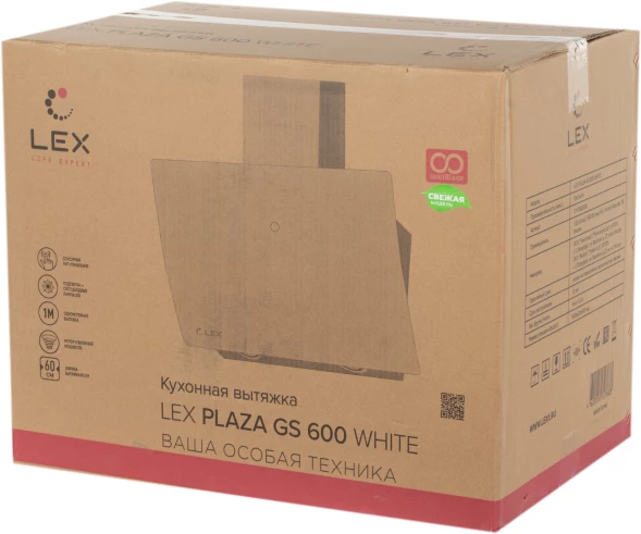Вытяжка каминная Lex Plaza GS 600 WH белый управление: сенсорное (1 мотор)
