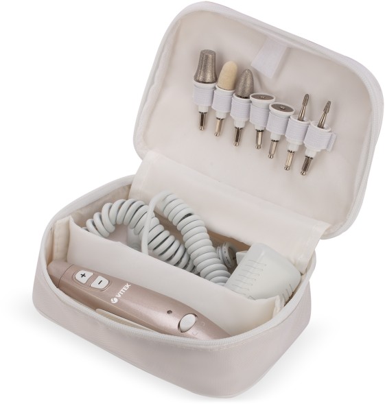 Маникюрно-педикюрный набор Vitek VT-2214 насадок в компл.:7шт (подсветка) золотистый/белый