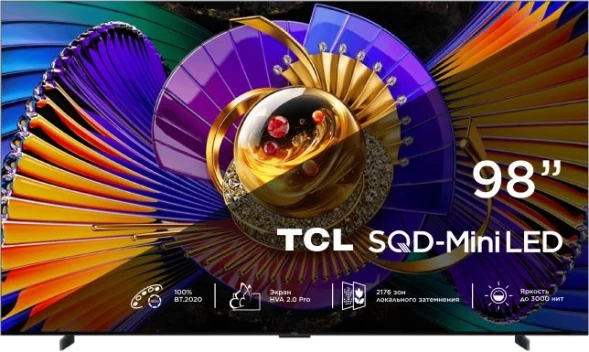Телевизор QLED TCL 98&amp;quot; 98C7L SQD-Mini LED черный 4K Ultra HD 144Hz DVB-T DVB-T2 DVB-C DVB-S DVB-S2 USB WiFi Smart TV
