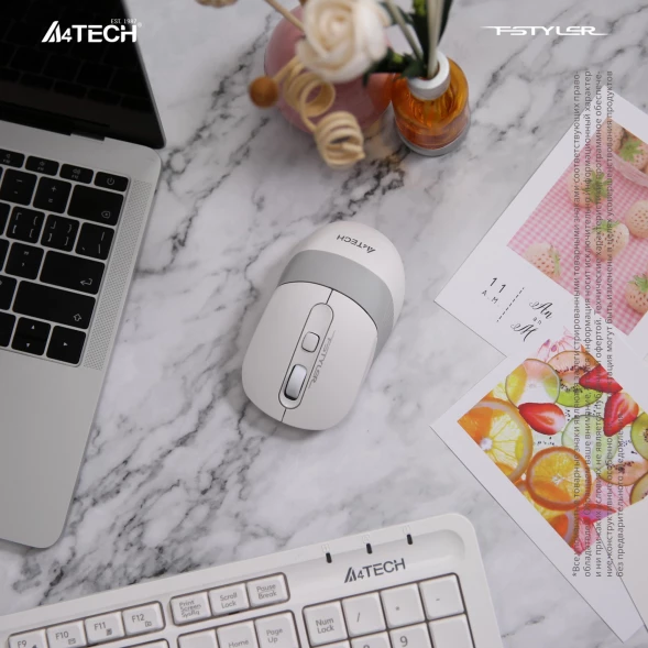 Клавиатура + мышь A4Tech Fstyler FG1010 клав:белый/серый мышь:белый/серый USB беспроводная Multimedia (FG1010 WHITE)