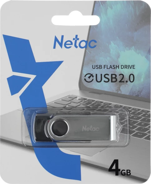 Флеш Диск Netac 4GB U505 NT03U505N-004G-20BK USB2.0 черный/серебристый