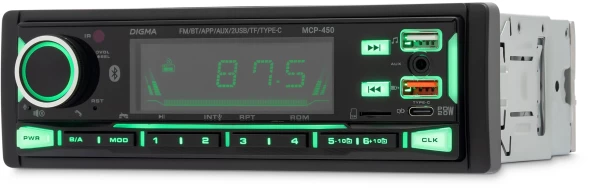 Автомагнитола Digma MCP-450 1DIN 4x45Вт v5.0 USB 2.0 AUX 4 ПДУ