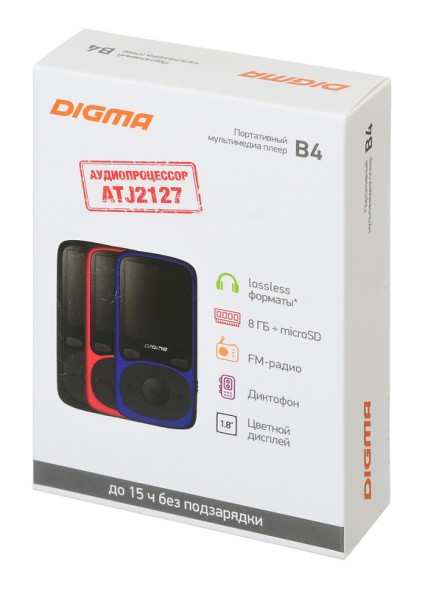 Плеер Hi-Fi Flash Digma B4 8Gb черный/1.8&amp;quot;/FM/microSDHC