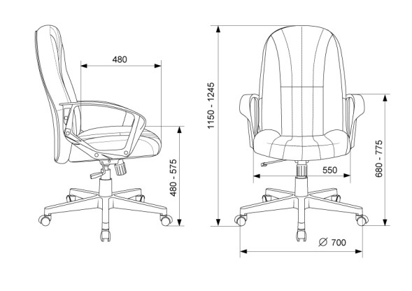 Кресло руководителя Бюрократ T-898 черный Leather Black эко.кожа крестов. пластик