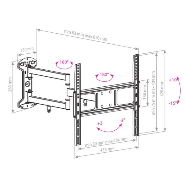 Кронштейн для телевизора Arm Media LCD-415 черный 24&amp;quot;-55&amp;quot; макс.35кг настенный поворотно-выдвижной и наклонный