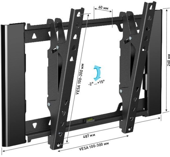 Кронштейн для телевизора Holder T3929-B черный 22&amp;quot;-47&amp;quot; макс.45кг настенный наклон