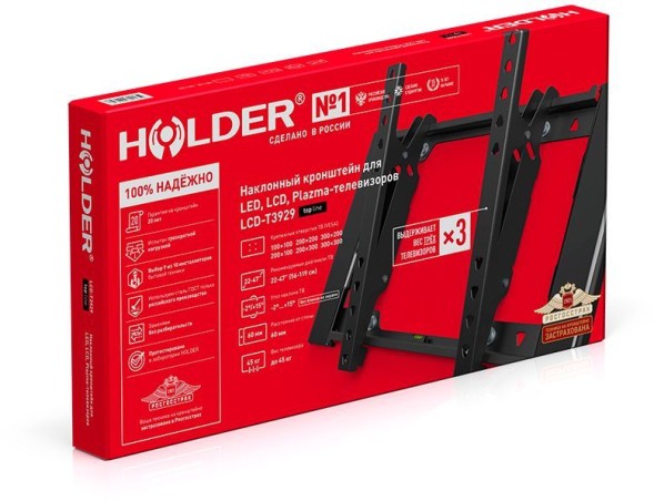 Кронштейн для телевизора Holder T3929-B черный 22&amp;quot;-47&amp;quot; макс.45кг настенный наклон