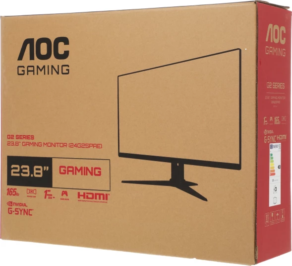 Монитор AOC 23.8&amp;quot; 24G2SPAE черный/красный IPS LED 1ms 16:9 HDMI M/M матовая 250cd 178гр/178гр 1920x1080 165Hz FreeSync Premium VGA DP FHD 3.75кг