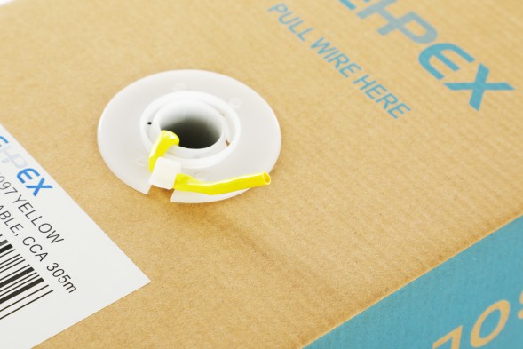 Кабель сетевой UTP 4 пары cat5E solid 0.45мм CCA 305м желтый