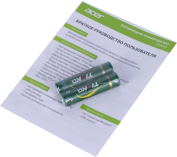 Клавиатура Acer OKR010 черный USB беспроводная slim Multimedia (ZL.KBDEE.003)