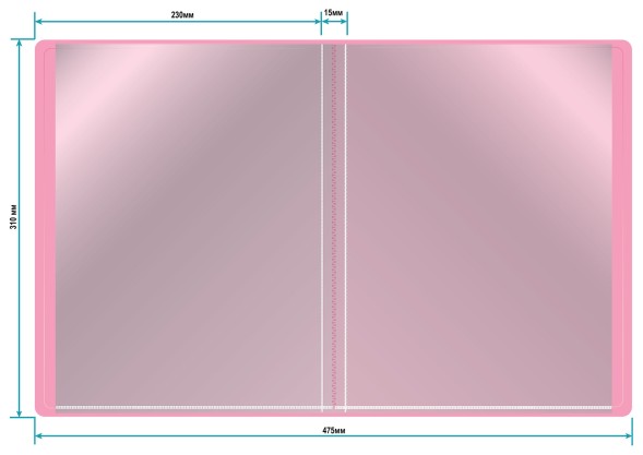 Папка с 20 прозр.вклад. Бюрократ Pastel PAST20PINK A4 пластик 0.5мм торц.карм с бум. встав розовый
