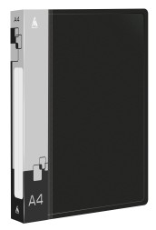 Папка на 2-х D-кольцах Бюрократ -0840/2DBLCK A4 пластик 0.8мм кор.40мм внутр. с вставкой черный