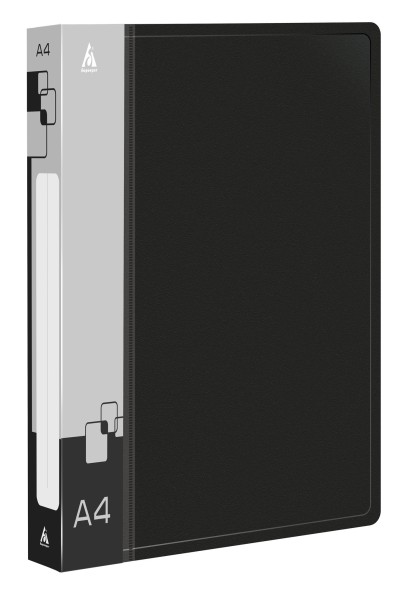 Папка на 2-х D-кольцах Бюрократ -0840/2DBLCK A4 пластик 0.8мм кор.40мм внутр. с вставкой черный