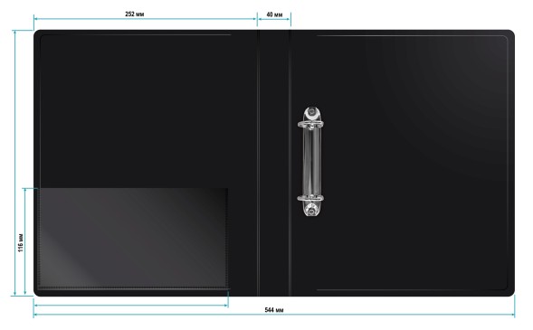 Папка на 2-х D-кольцах Бюрократ -0840/2DBLCK A4 пластик 0.8мм кор.40мм внутр. с вставкой черный