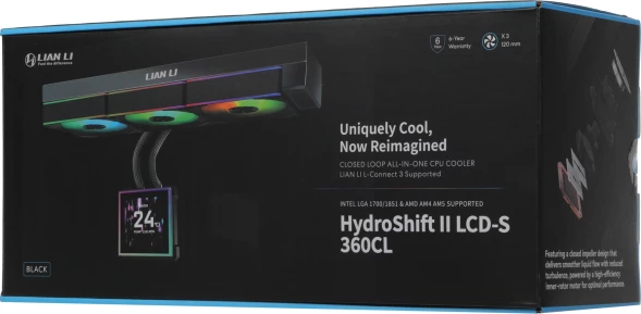 Система водяного охлаждения Lian-Li HydroShift II LCD-S 360CL ARGB Soc-AM5/AM4/1700/1851 черный 4-pin 30dB Al LCD Ret (G89.GHS2LCDS36CB.R0)