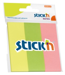 Закладки самокл. индексы бумажные Stick`n 21129 25x76мм 3цв.в упак. 50лист европодвес
