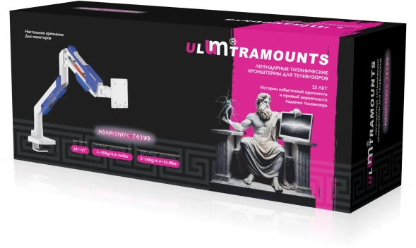 Кронштейн для мониторов Ultramounts UM743WB белый/синий 24&amp;quot;-57&amp;quot; макс.30кг крепление к столешнице поворот и наклон