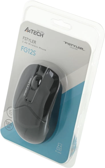 Мышь A4Tech Fstyler FG12S черный оптическая (1200dpi) silent беспроводная USB (3but)