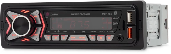 Автомагнитола Digma MCP-455 1DIN 4x50Вт v5.0 USB 2.0 AUX 4 ПДУ