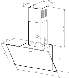 Вытяжка каминная Lex Moza 600 черный управление: кнопочное (1 мотор)