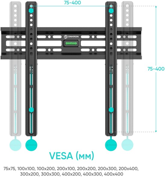 Кронштейн для телевизора Onkron FM2 черный 32&amp;quot;-65&amp;quot; макс.50кг настенный фиксированный