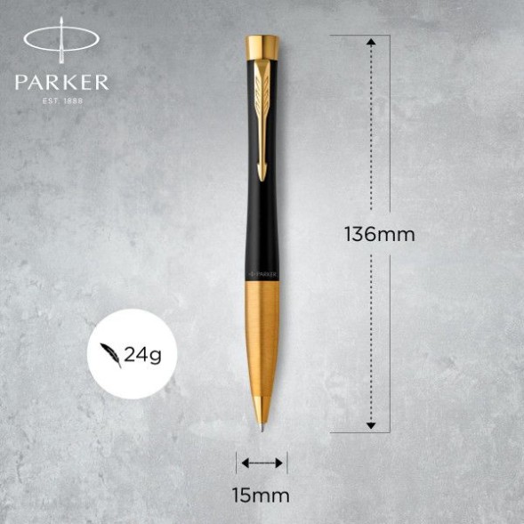 Ручка шариков. Parker Urban Core K314 (CW2143640) Muted Black GT M син. черн. подар.кор.