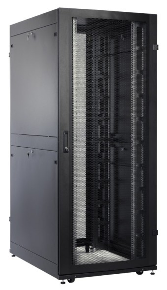 Шкаф серверный ЦМО (ШТК-СП-48.8.12-48АА-9005) напольный 48U 800x1130мм пер.дв.перфор. задн.дв.перфор.2-хст. 2 бок.пан. направл.под закл.гайки 1350кг черный 890мм 170кг 180град. 2215мм