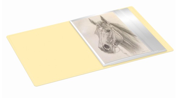 Папка с 20 прозр.вклад. Бюрократ Pastel PAST20YEL A4 пластик 0.5мм торц.карм с бум. встав желтый