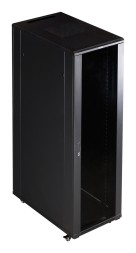 Шкаф коммутационный Lanmaster (TWT-CBB-27U-6X6-G1) напольный 27U 600x600мм пер.дв.стекл задн.дв.спл.стал.лист 2-хст. 2 бок.пан. 800кг черный IP20