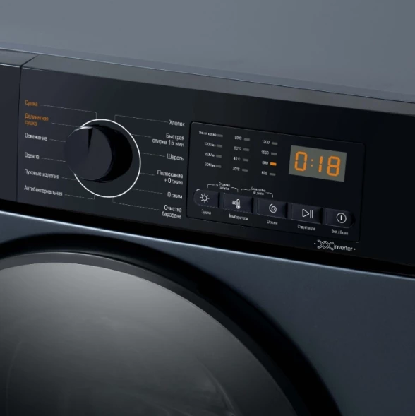 Стиральная машина Бирюса WMD-SM812/03 W класс: A+++ загр.фронтальная макс.:8кг (с сушкой) синий инвертер