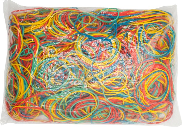 Резинки для купюр Buro d=60мм 1.5мм 1000гр ассорти пластиковый пакет